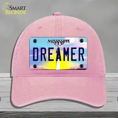 Dreamer Mississippi Novelty License Plate Hat Unconstructed Cotton / Pink