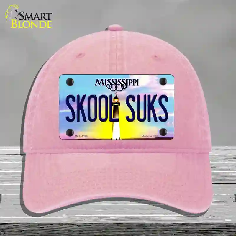 Skool Suks Mississippi Novelty License Plate Hat Unconstructed Cotton / Pink