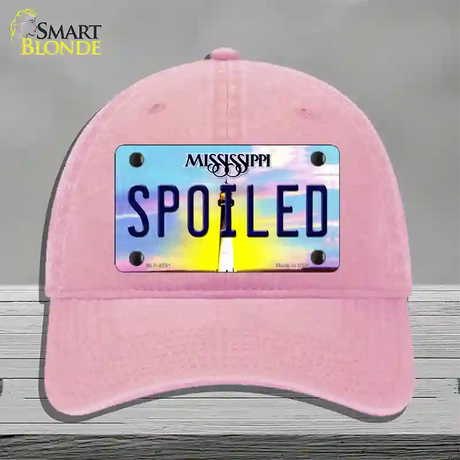 Spoiled Mississippi Novelty License Plate Hat Unconstructed Cotton / Pink