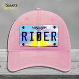 Rider Mississippi Novelty License Plate Hat Unconstructed Cotton / Pink