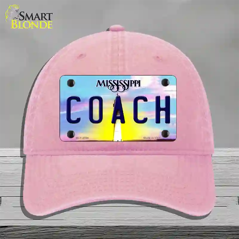 Coach Mississippi Novelty License Plate Hat Unconstructed Cotton / Pink