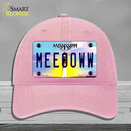 Meeooww Mississippi Novelty License Plate Hat Unconstructed Cotton / Pink