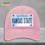 Kansas State Novelty License Plate Hat Unconstructed Cotton / Pink