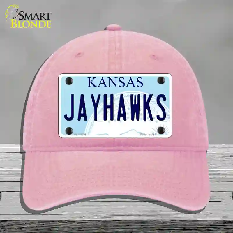 Jayhawks Kansas Novelty License Plate Hat Unconstructed Cotton / Pink