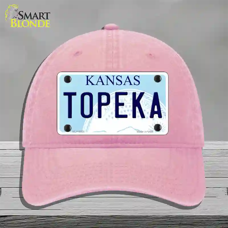 Topeka Kansas Novelty License Plate Hat Unconstructed Cotton / Pink