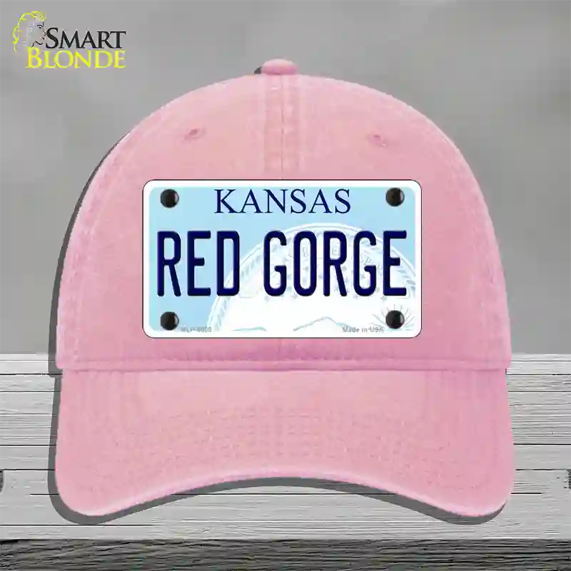 Red Gorge Kansas Novelty License Plate Hat Unconstructed Cotton / Pink