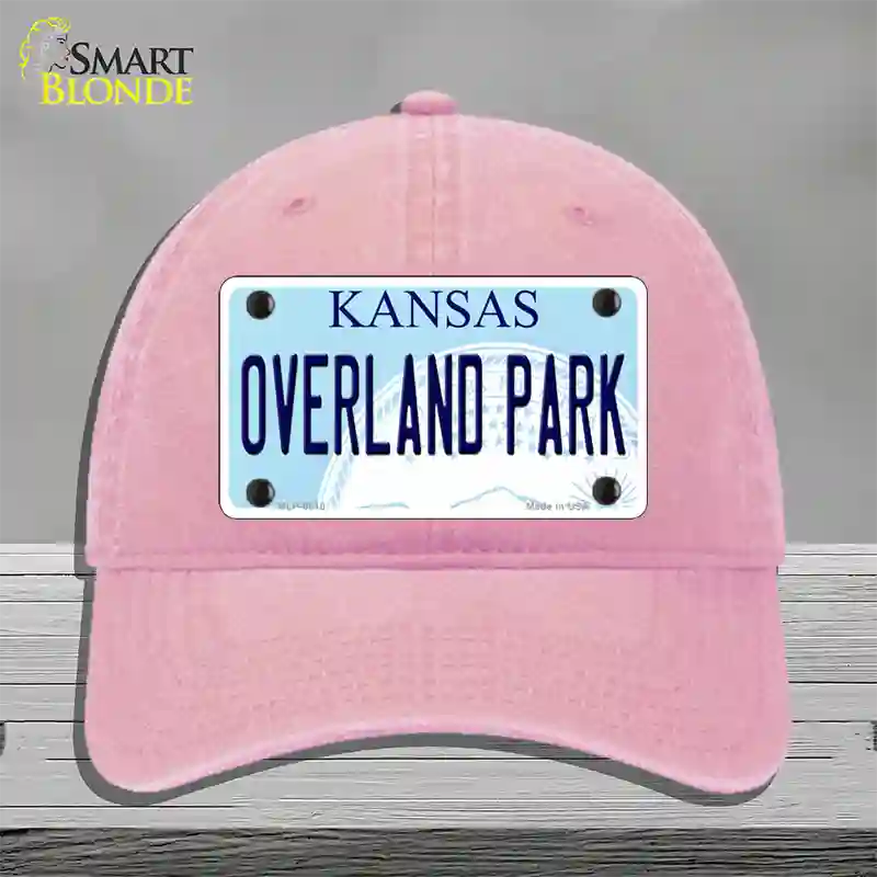 Overland Park Kansas Novelty License Plate Hat Unconstructed Cotton / Pink