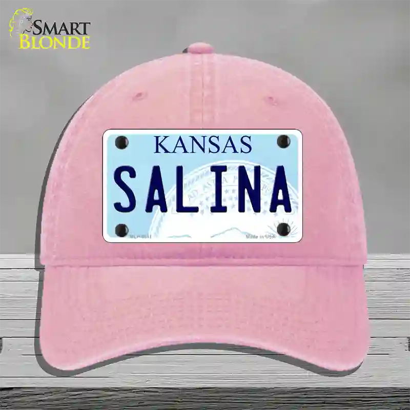 Salina Kansas Novelty License Plate Hat Unconstructed Cotton / Pink