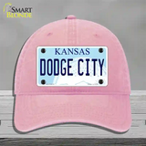 Dodge City Kansas Novelty License Plate Hat Unconstructed Cotton / Pink