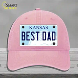 Best Dad Kansas Novelty License Plate Hat Unconstructed Cotton / Pink