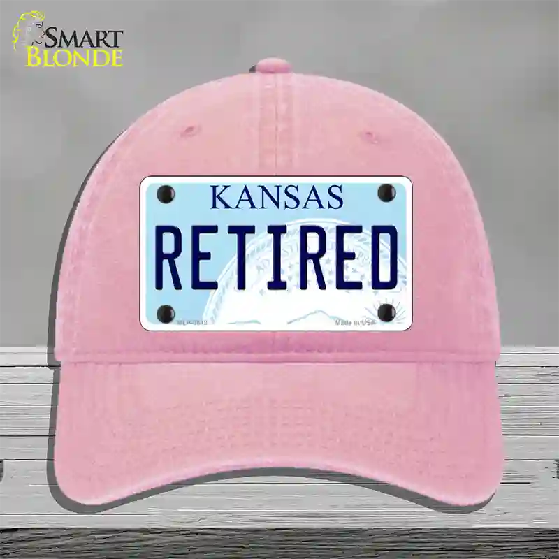 Retired Kansas Novelty License Plate Hat Unconstructed Cotton / Pink