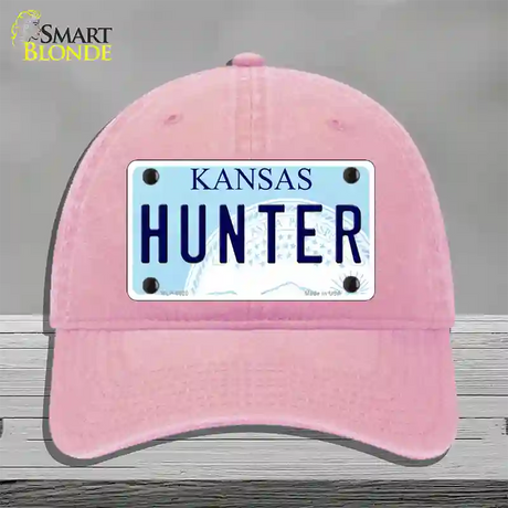 Hunter Kansas Novelty License Plate Hat Unconstructed Cotton / Pink