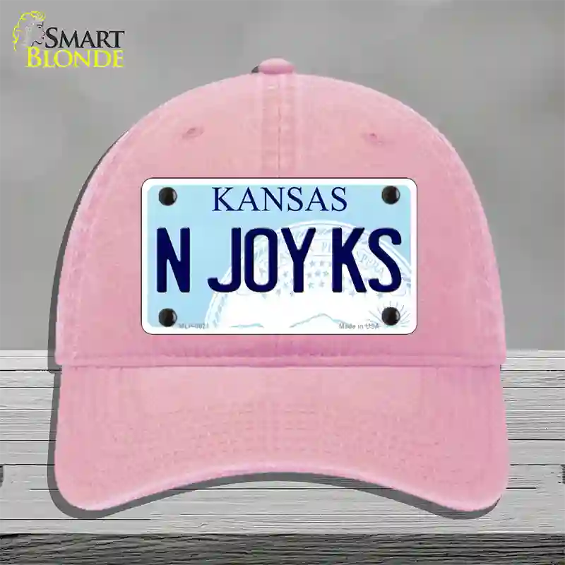 N Joy Kansas Novelty License Plate Hat Unconstructed Cotton / Pink