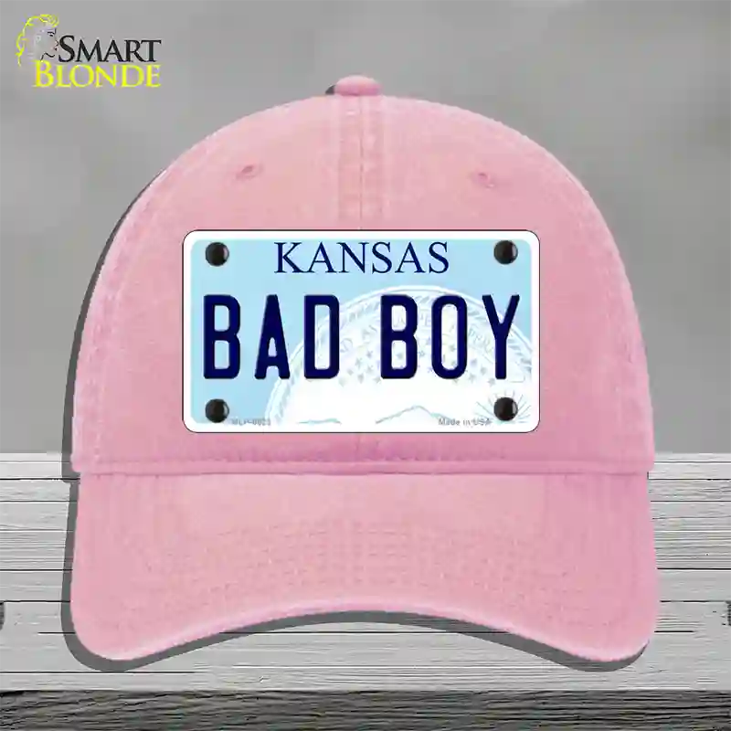 Bad Boy Kansas Novelty License Plate Hat Unconstructed Cotton / Pink