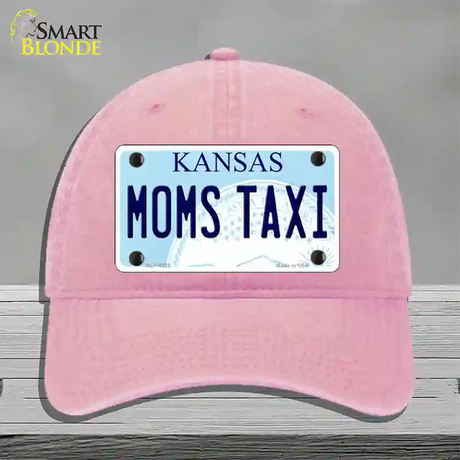 Moms Taxi Kansas Novelty License Plate Hat Unconstructed Cotton / Pink