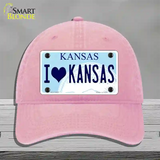 I Love Kansas Novelty License Plate Hat Unconstructed Cotton / Pink