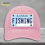 Fishing Kansas Novelty License Plate Hat Unconstructed Cotton / Pink