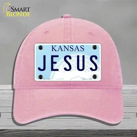 Jesus Kansas Novelty License Plate Hat Unconstructed Cotton / Pink