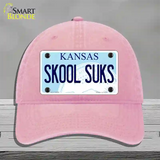 Skool Suks Kansas Novelty License Plate Hat Unconstructed Cotton / Pink