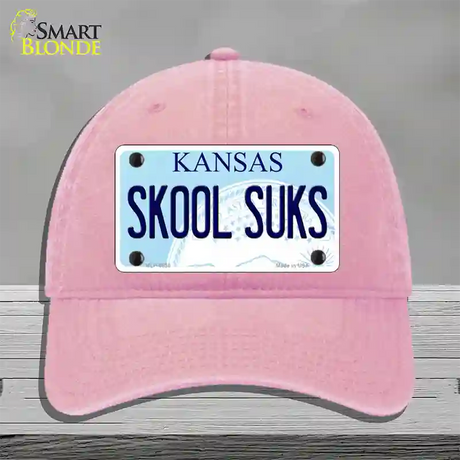 Skool Suks Kansas Novelty License Plate Hat Unconstructed Cotton / Pink