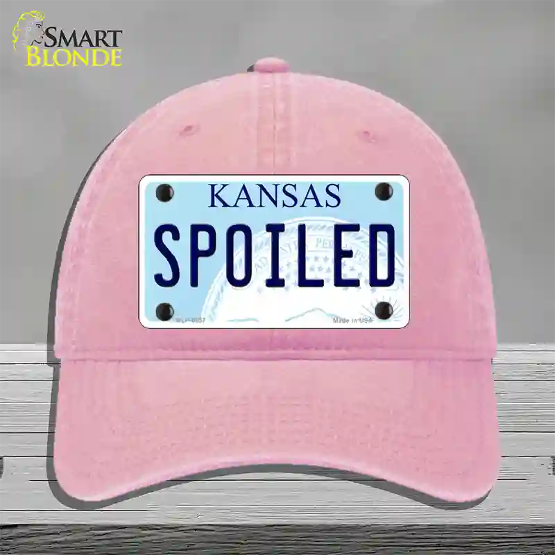 Spoiled Kansas Novelty License Plate Hat Unconstructed Cotton / Pink