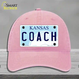 Coach Kansas Novelty License Plate Hat Unconstructed Cotton / Pink