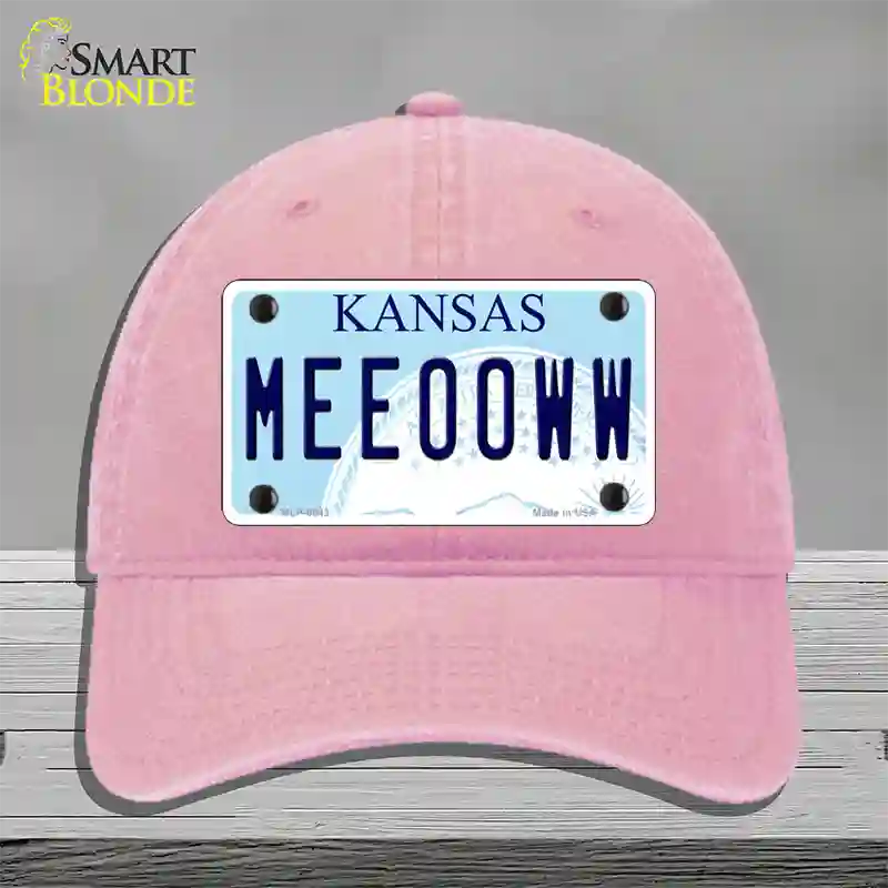 Meeooww Kansas Novelty License Plate Hat Unconstructed Cotton / Pink