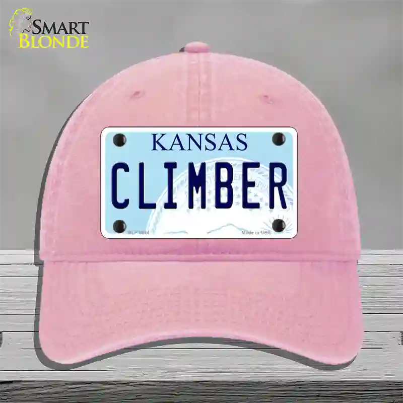 Climber Kansas Novelty License Plate Hat Unconstructed Cotton / Pink