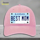 Best Mom Kansas Novelty License Plate Hat Unconstructed Cotton / Pink