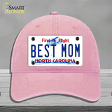 Best Mom North Carolina Novelty License Plate Hat Unconstructed Cotton / Pink