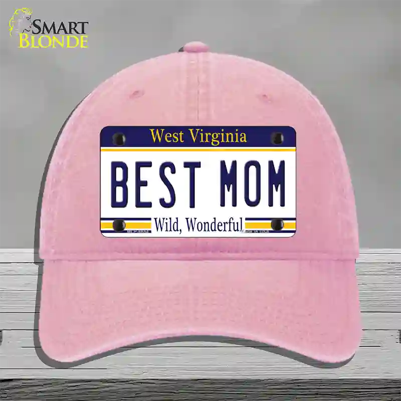 Best Mom West Virginia Novelty License Plate Hat Unconstructed Cotton / Pink