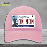 Ok Mom Oklahoma Novelty License Plate Hat Unconstructed Cotton / Pink