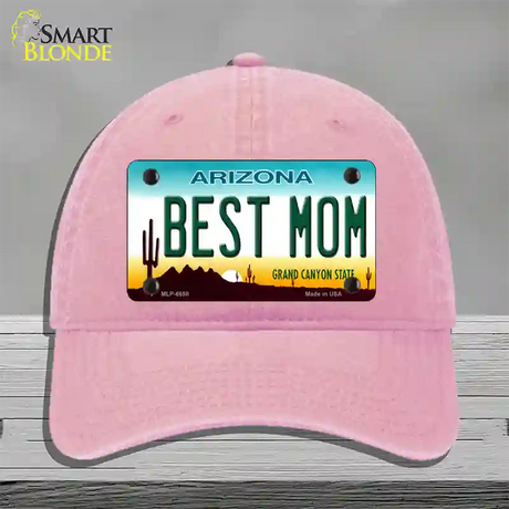 Best Mom Arizona Novelty License Plate Hat Unconstructed Cotton / Pink