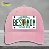 Best Mom Florida Novelty License Plate Hat Unconstructed Cotton / Pink