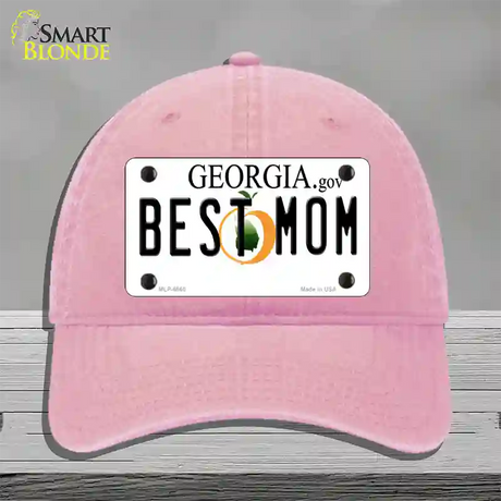 Best Mom Georgia Novelty License Plate Hat Unconstructed Cotton / Pink