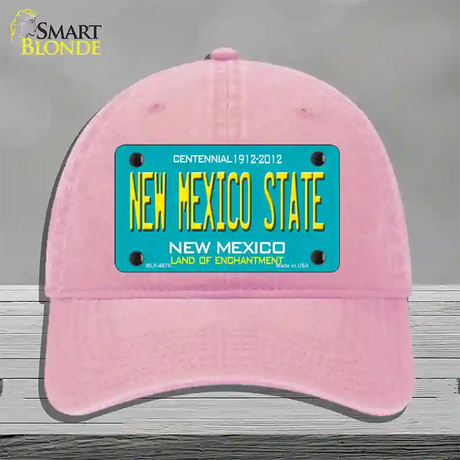 New Mexico State Teal Novelty License Plate Hat Unconstructed Cotton / Pink