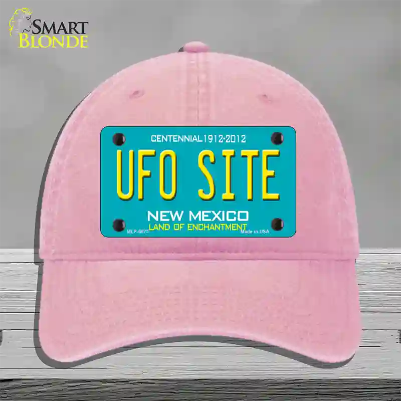 UFO Site New Mexico Novelty License Plate Hat Unconstructed Cotton / Pink