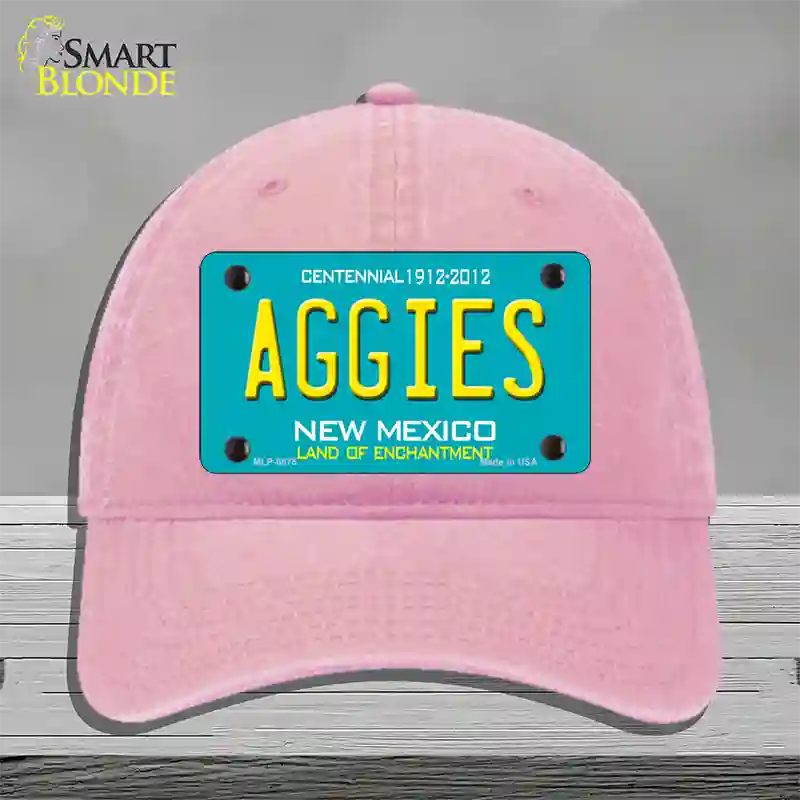 Aggies New Mexico Novelty License Plate Hat Unconstructed Cotton / Pink