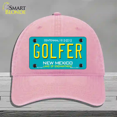 Golfer New Mexico Novelty License Plate Hat Unconstructed Cotton / Pink