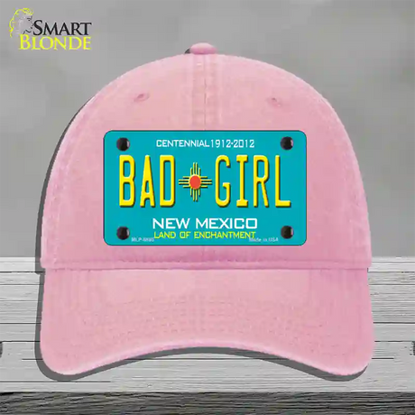 Bad Girl New Mexico Novelty License Plate Hat Unconstructed Cotton / Pink