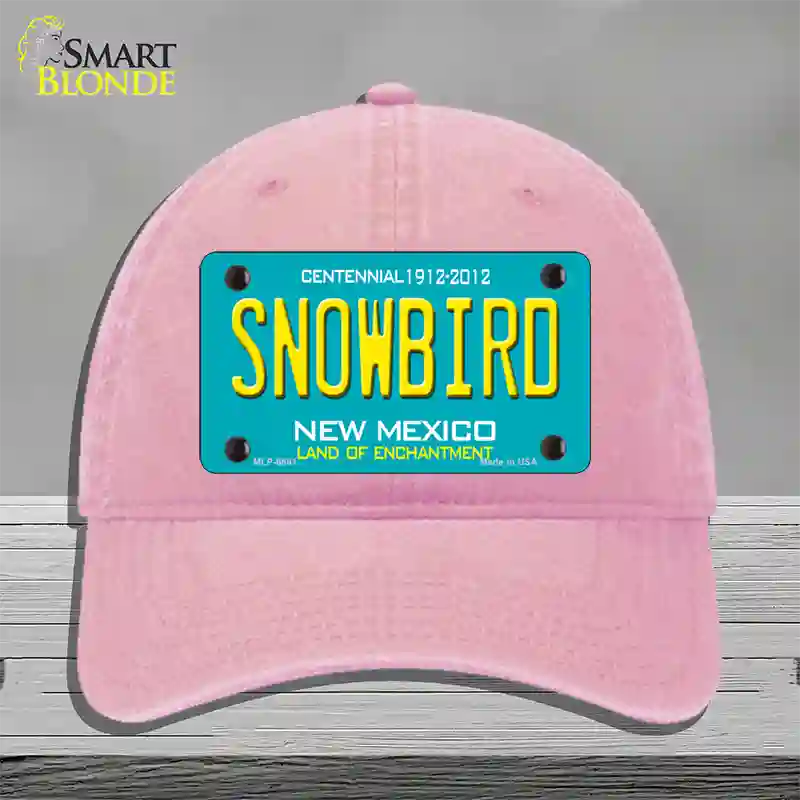 Snowbird New Mexico Novelty License Plate Hat Unconstructed Cotton / Pink