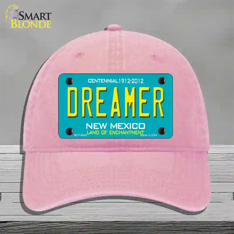 Dreamer New Mexico Novelty License Plate Hat Unconstructed Cotton / Pink