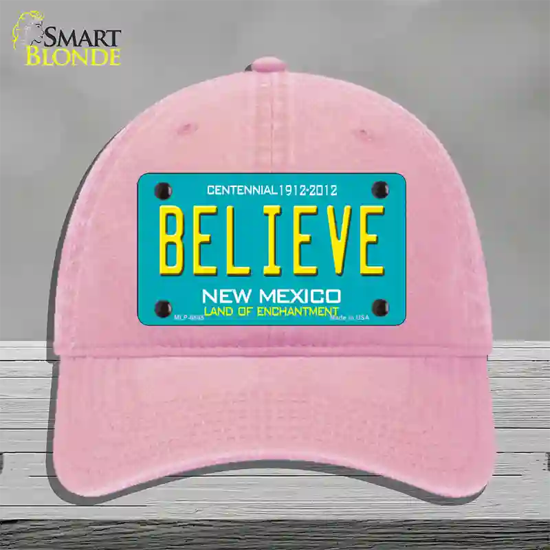 Believe New Mexico Novelty License Plate Hat Unconstructed Cotton / Pink