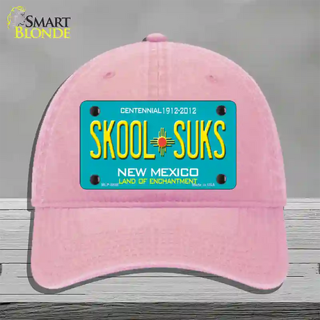 Skool Suks New Mexico Novelty License Plate Hat Unconstructed Cotton / Pink