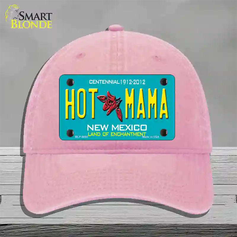 Hot Mama New Mexico Novelty License Plate Hat Unconstructed Cotton / Pink