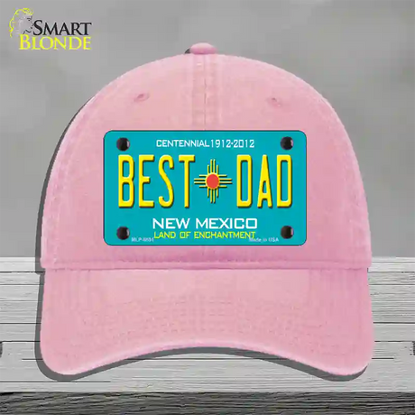 Best Dad New Mexico Novelty License Plate Hat Unconstructed Cotton / Pink