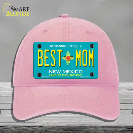 Best Mom Teal New Mexico Novelty License Plate Hat Unconstructed Cotton / Pink