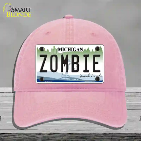 Zombie Michigan Novelty License Plate Hat Unconstructed Cotton / Pink