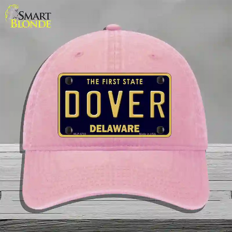 Dover Delaware Novelty License Plate Hat Unconstructed Cotton / Pink