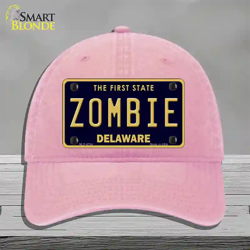 Zombie Delaware Novelty License Plate Hat Unconstructed Cotton / Pink